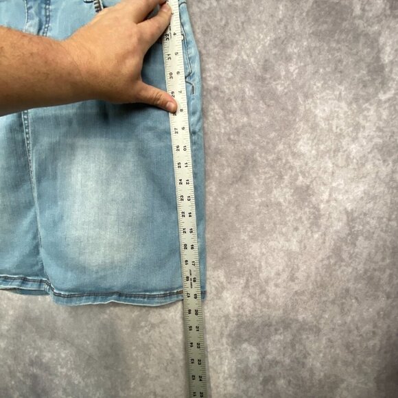 Bit & Bridle Denim Skirt Size 10 Distressed Whiskering Stitching Western Cowgirl - Picture 9 of 11